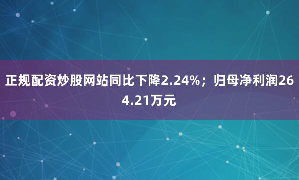 正规配资炒股网站同比下降2.24%；归母净利润264.21万元