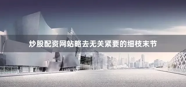 炒股配资网站略去无关紧要的细枝末节